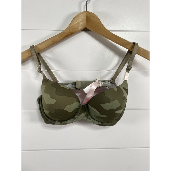 NWT Victorias Secret Pink Bra Womens 32B Lightly Lined Underwire Camo Camouflage - Picture 1 of 12